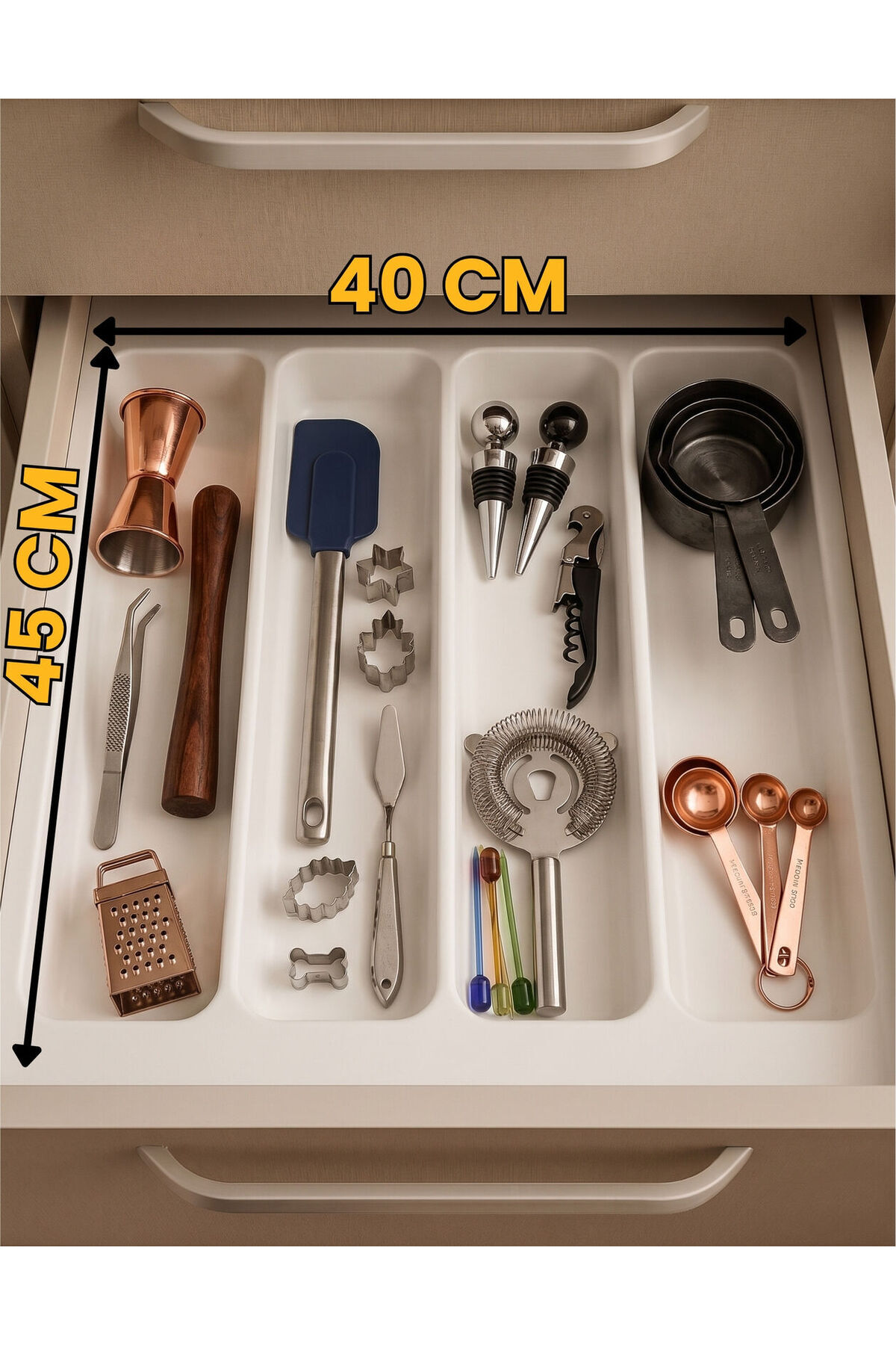 40x45 White Drawer Inner Ladle 4-bowl You Can Cut the Product Up to 40*40 Cm