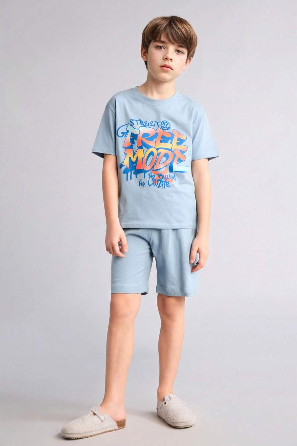 %100 Pamuk Baskılı 2'li Pijama Takımı Erkek Bebek G8826A826HS