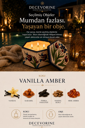 Decevorine Yaşayan Obje Koleksiyon Vanilya Amber Karamel Sandal Kokulu Premiu...