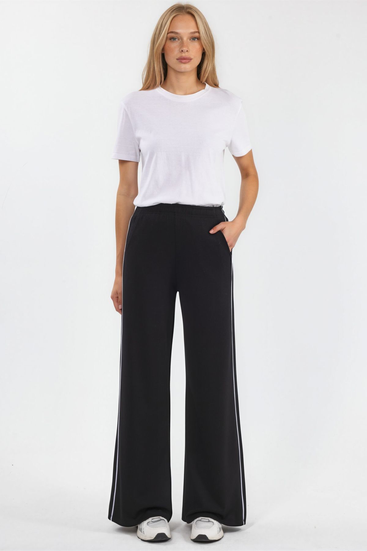 Hiccup Kontrast Biye Detaylı Modal Touch Wide Leg Pantolon görsel 2