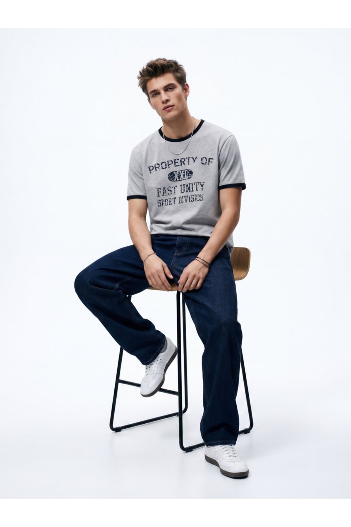 Ltb Varsity Baskılı Biye Detaylı Relaxed Fit Gri T-shırt - Fiyatı