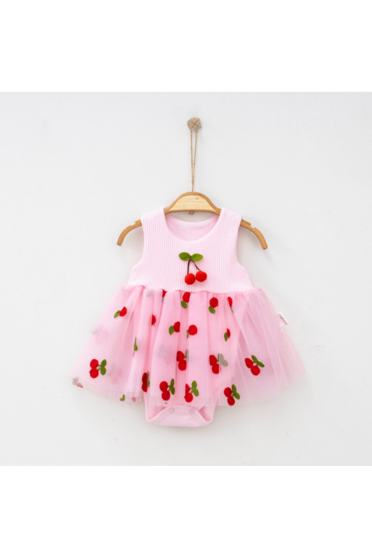 BabyWings Kız Bebek Kiraz Detaylı Tütü Elbise