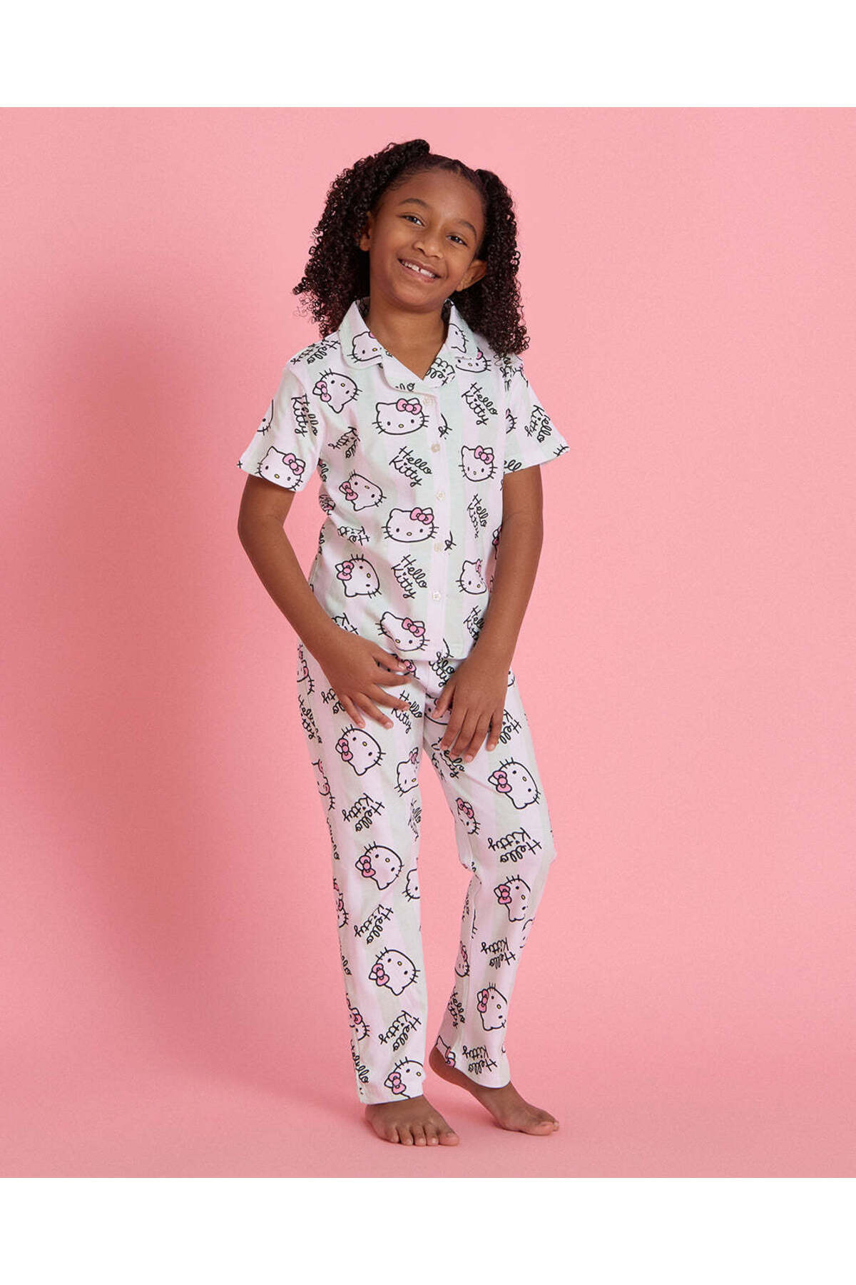 REDTAG Girls White Printed Pyjama Set