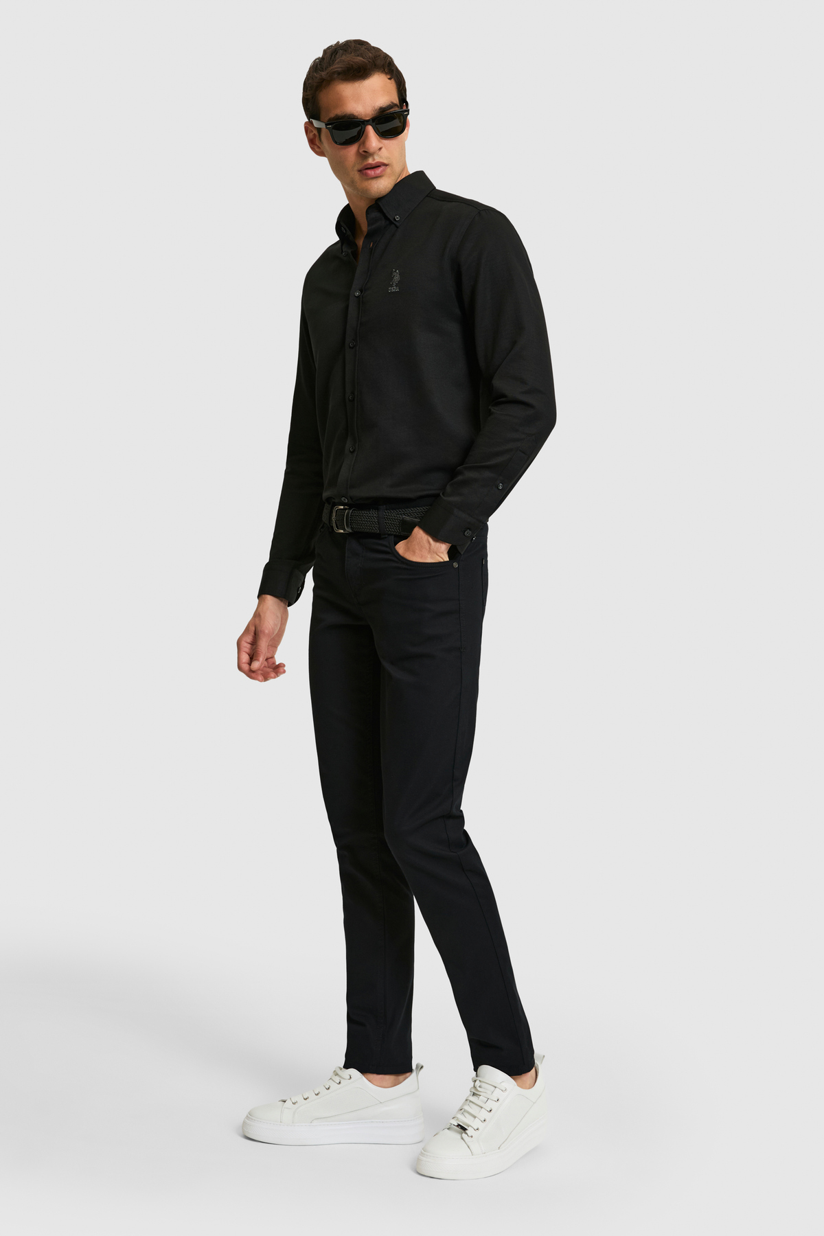U.S. Polo Assn. Erkek Slim Fit Siyah Kanvas / Chino Pantolon 50322356-VR046 görsel 4