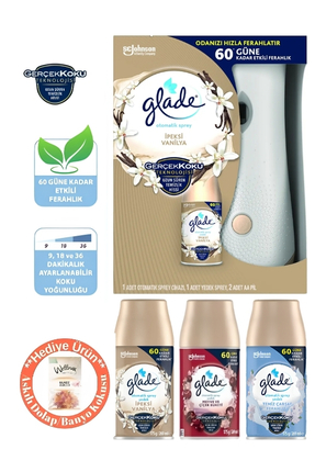 Glade Otomatik Sprey Cihazı + İpeksi Vanilya Yedek 269 Ml+3 Lü Promosyon Paketi