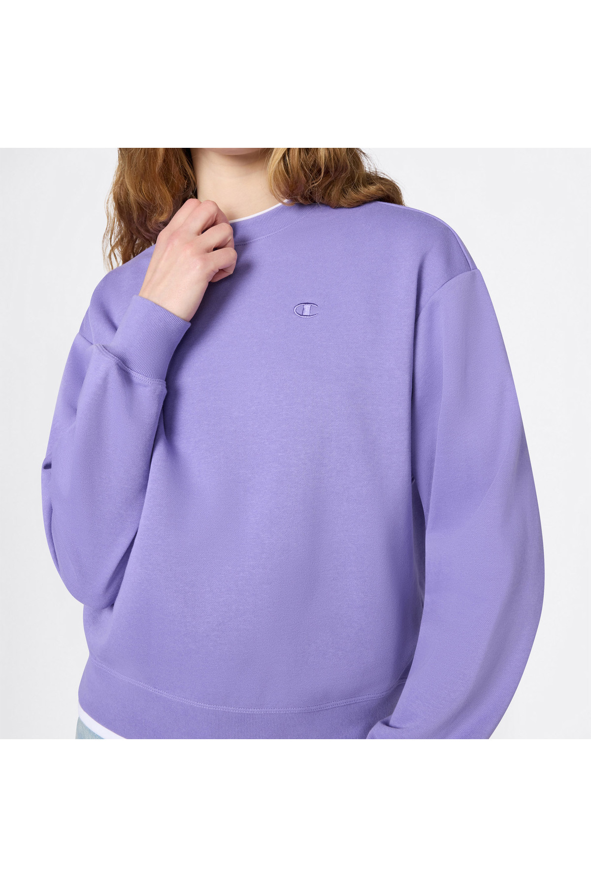 Champion Crewneck Regular Fit Kadın Mor Sweatshirt görsel 4