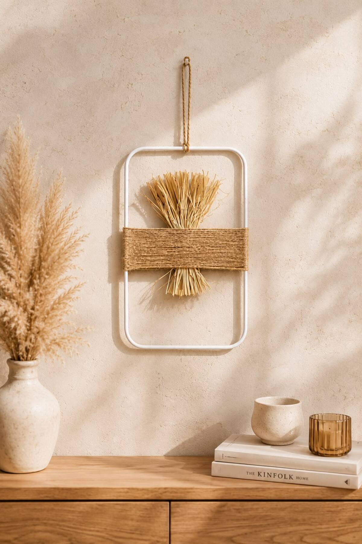 1 PC > > 20 X 31 White Buse || Wall Decoration Product Bohemian Rope Natural Raffia Wall Ornament Balcony Decoration Living Room Decoration Entrance Door Entrance Hotel Cafe Bohemian Natural Cottages Holiday