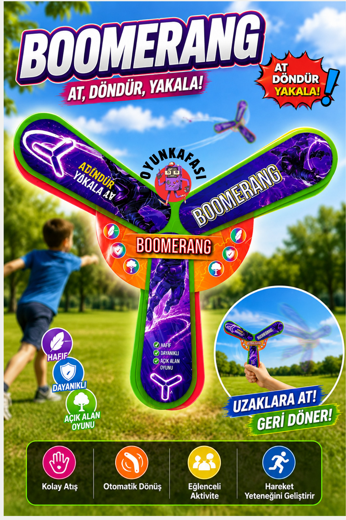 Boomerang Toy Returning Throw Game Outdoor Garden Parking Toy 1pc