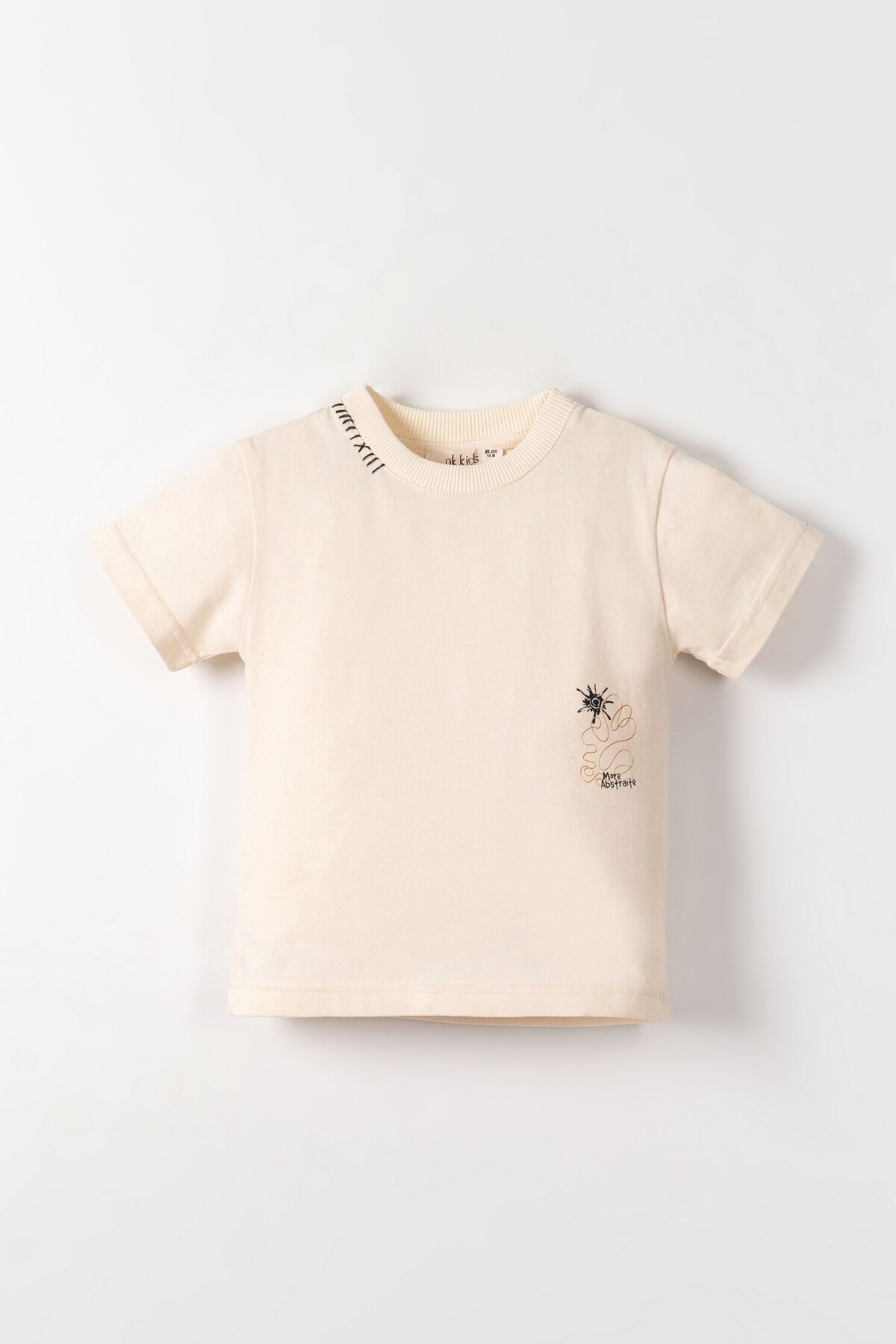 Nk Kids Nk Erek Baby Collar Lettering Detailed Short Sleeve T-Shirt 1-4 Years Mustard
