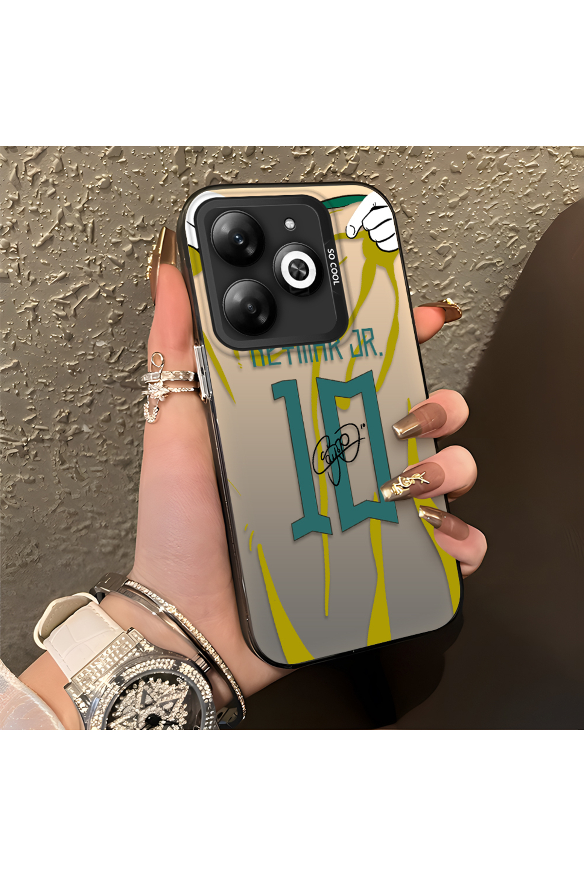 Infinix Hot 40i Compatible Silicone Edge Hard Back Case Couple Phone Case with Neymar Pattern