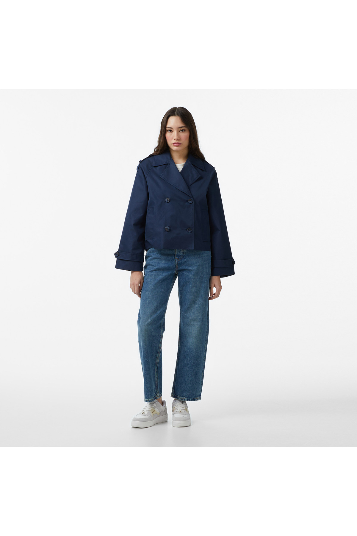 Nautica Kadın Lacivert Regular Fit Trençkot görsel 3