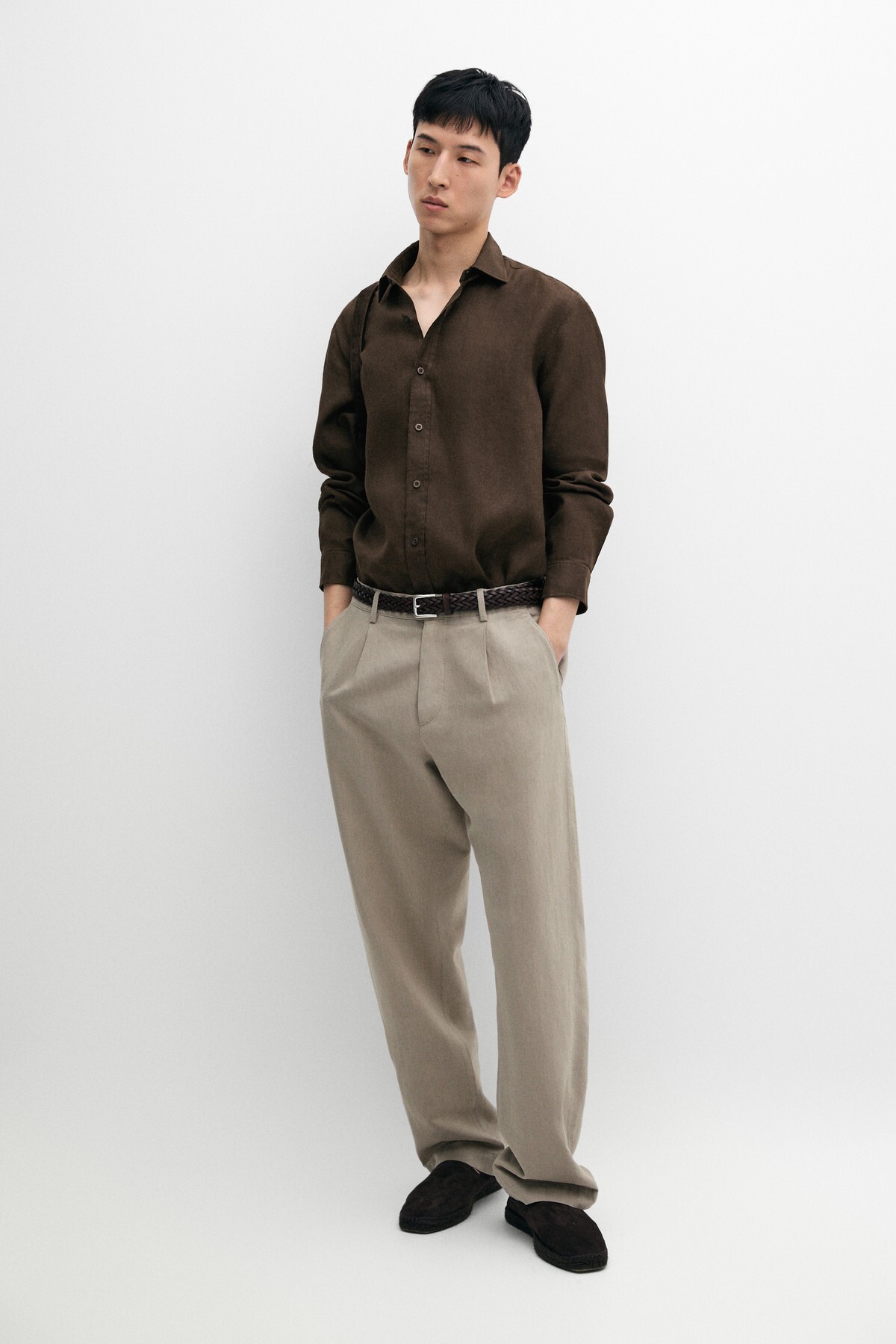 %100 keten slim fit gömlek