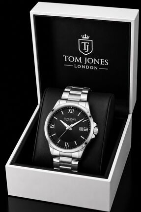 Tom Jones London ERKEK KOL SAAT GÜMÜŞ SİYAH RENK ÇELİK KORDON ORJİNAL 3 ATM S...