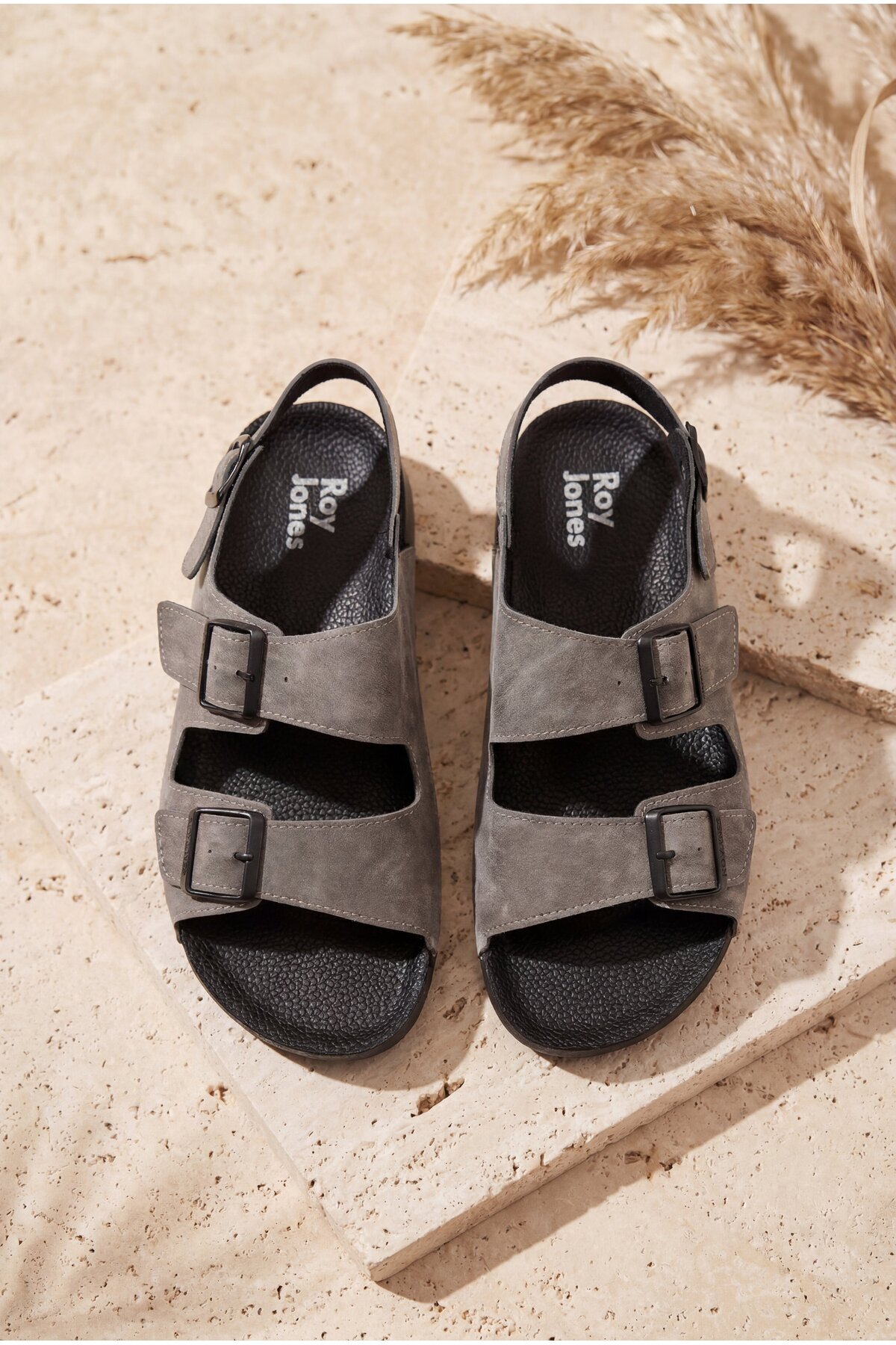 Shoebuo Erkek Sandalet Terlik Çift Tokalı Anatomik Taban Rahat Günlük Yazlık Premium Şık Tasarım görsel 6