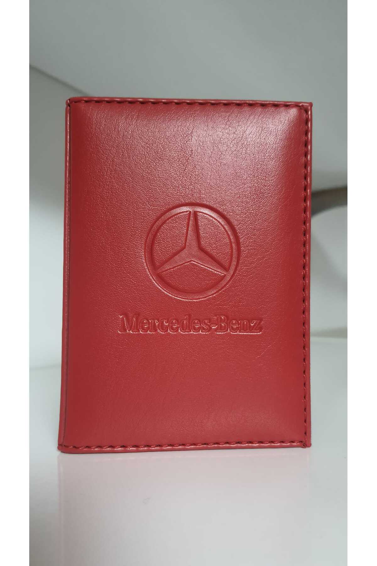 shop Mercedes Logo Baskılı Deri Ruhsat Kılıfı görsel 2