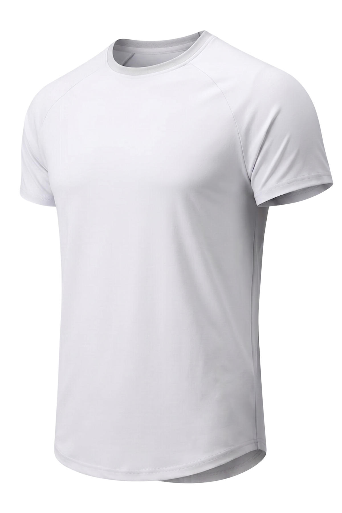 Men's Sports T-Shirt Fitness Training T-Shirt Oval Cut Lycra Single Jersey Reglan Sleeve