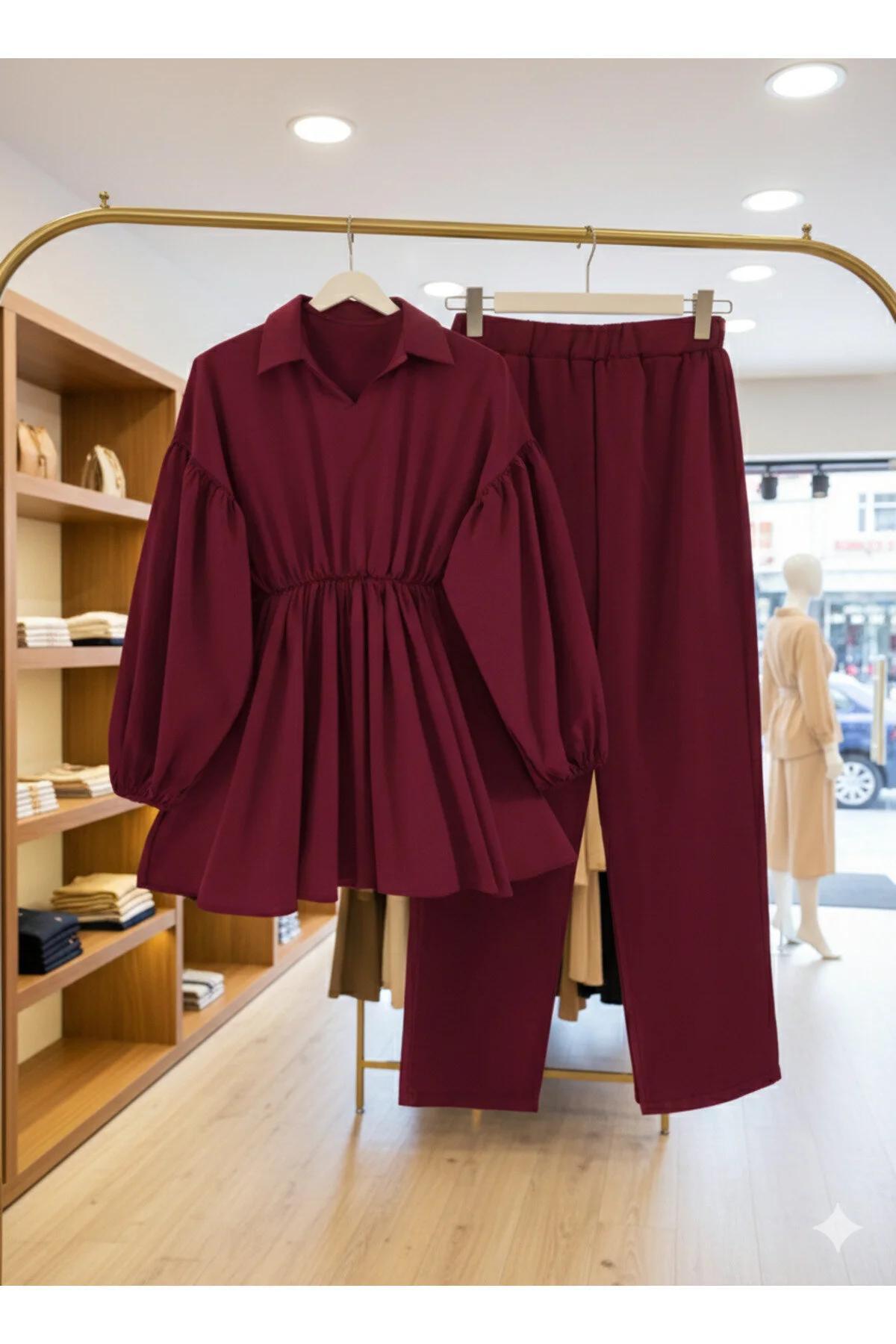MODAF Waist Elasticized Shirt Collar Bottom Top Set