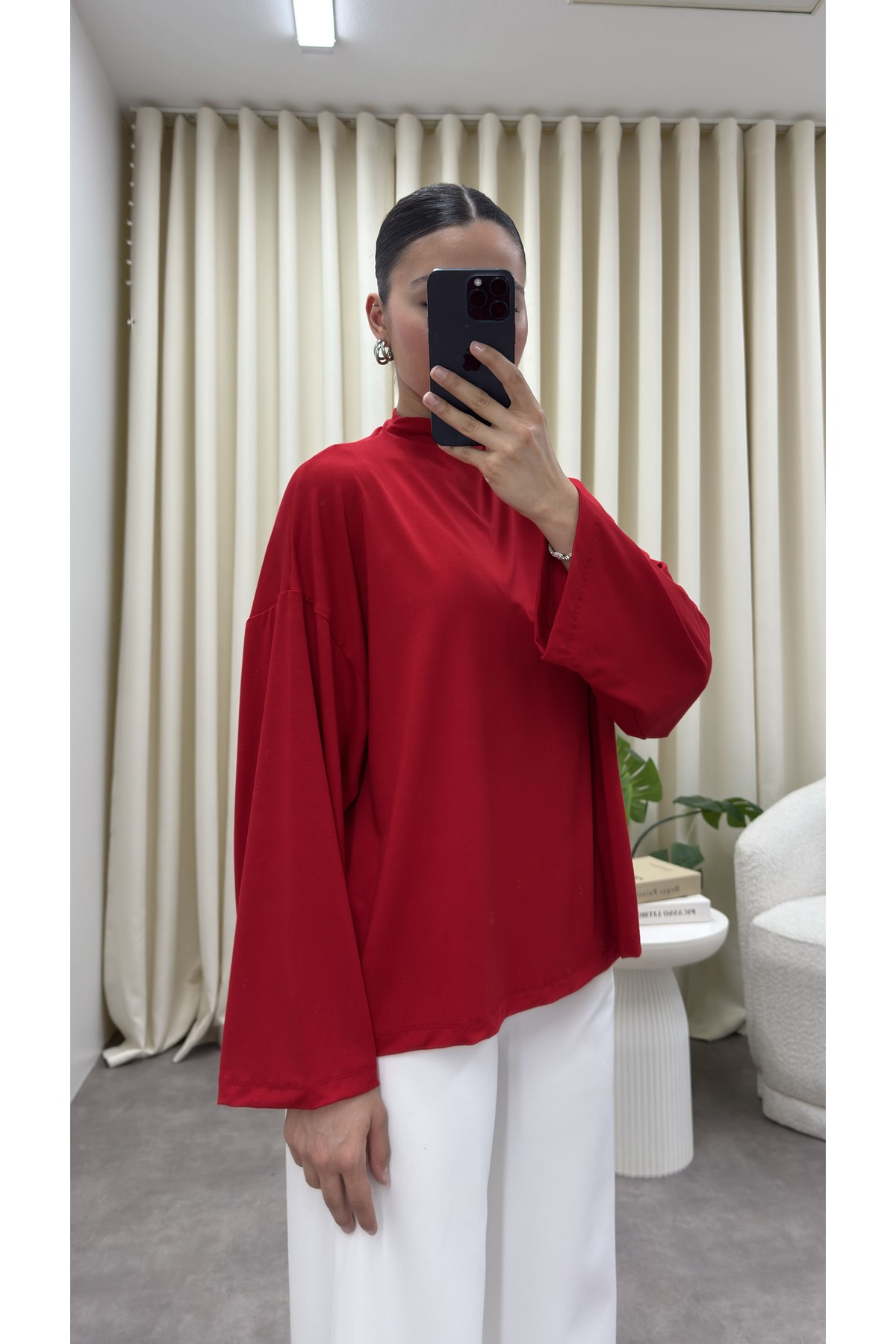YOUR NAME Dik Yaka Oversize Dökümlü Bluz görsel 4