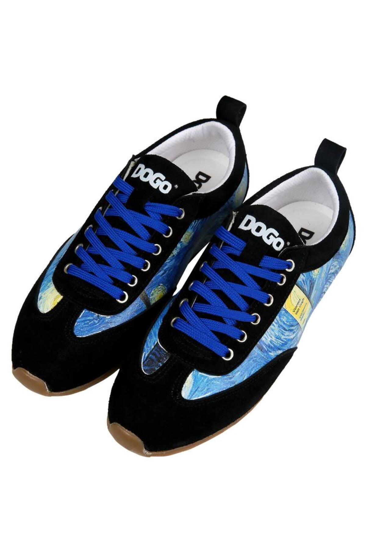 Dogo Kadın Vegan Deri Mavi Sneakers - Vincent van Gogh The Starry