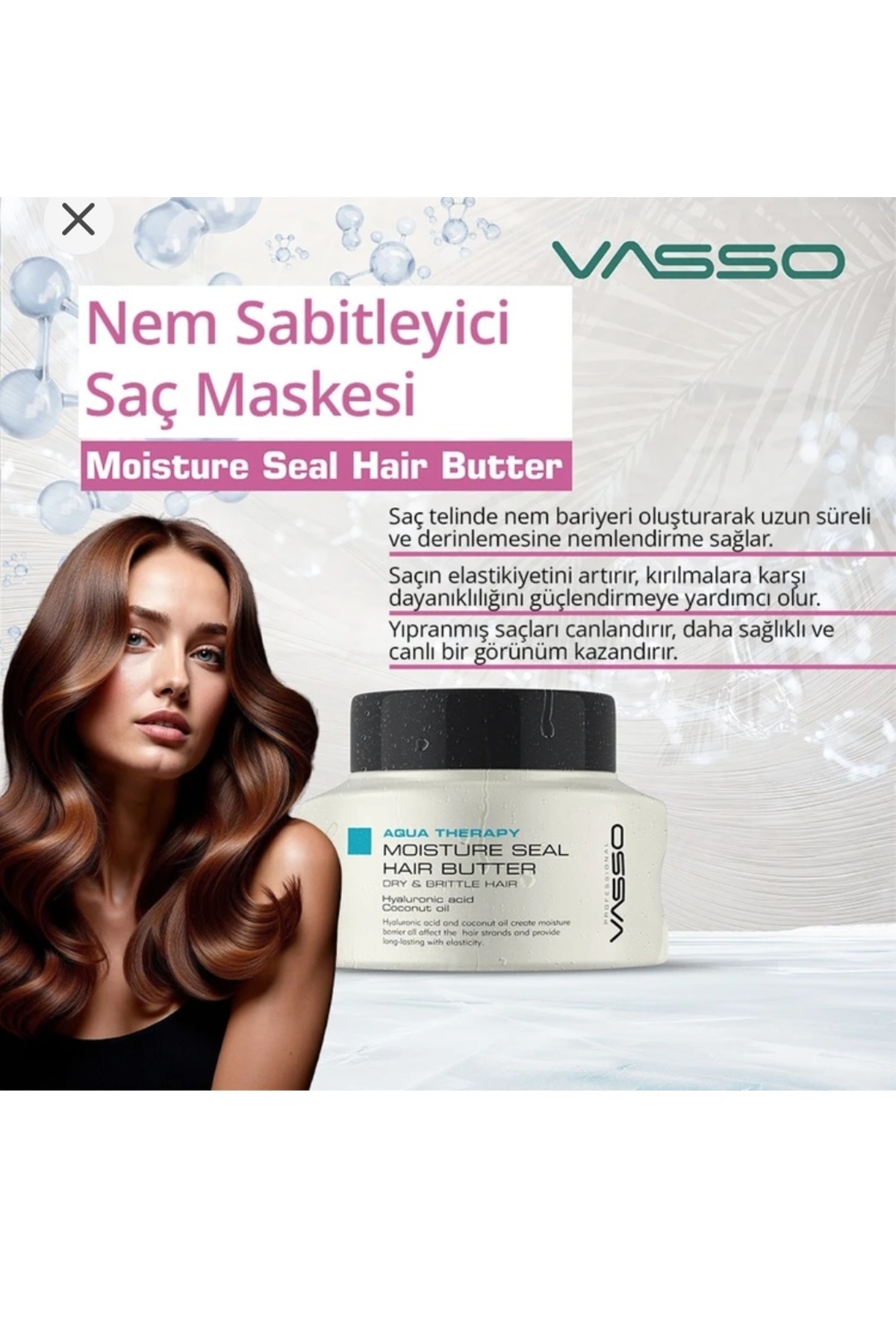 VASSO AQUA NEMLENDİRİCİ SAÇ MASKESİ 150ML HYDRATE HİNDISTAN CEVİZLİ — gufifivivkvkv — تصویر 2 از 4
