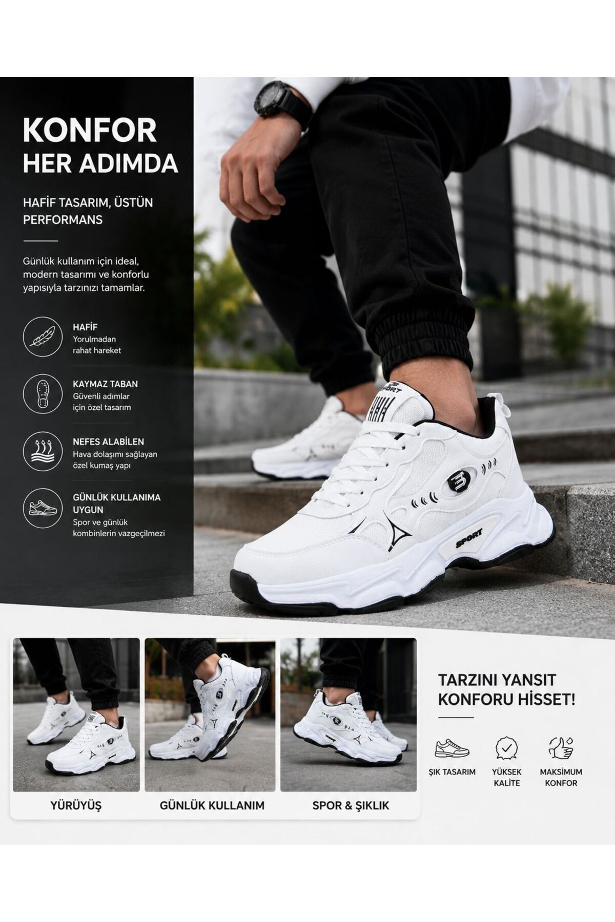 Erkek Günlük Ortopedik Sneaker Ayakkabı