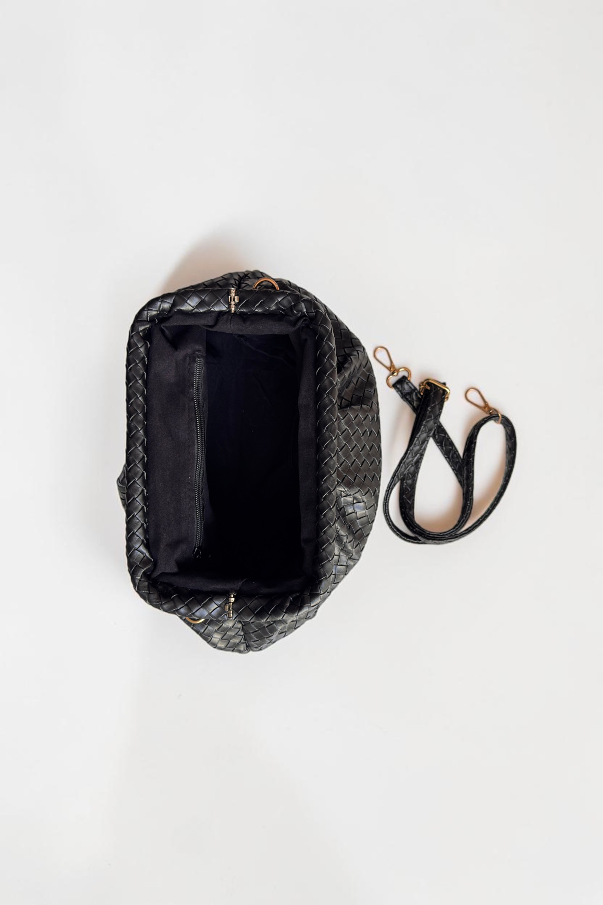 Classbag Kadın Siyah Örgü Desenli Portföy&Clutch ve Ayarlanabilir Askılı Omuz Çantası görsel 8