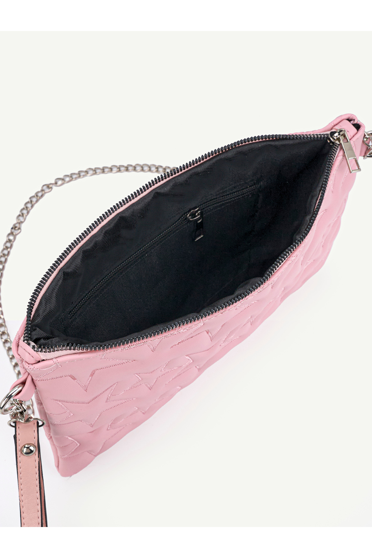 Kadın Yıldız Nakış İşlemeli Portföy El Çantası Bilek Askılı Saten Astarlı Clutch Çanta