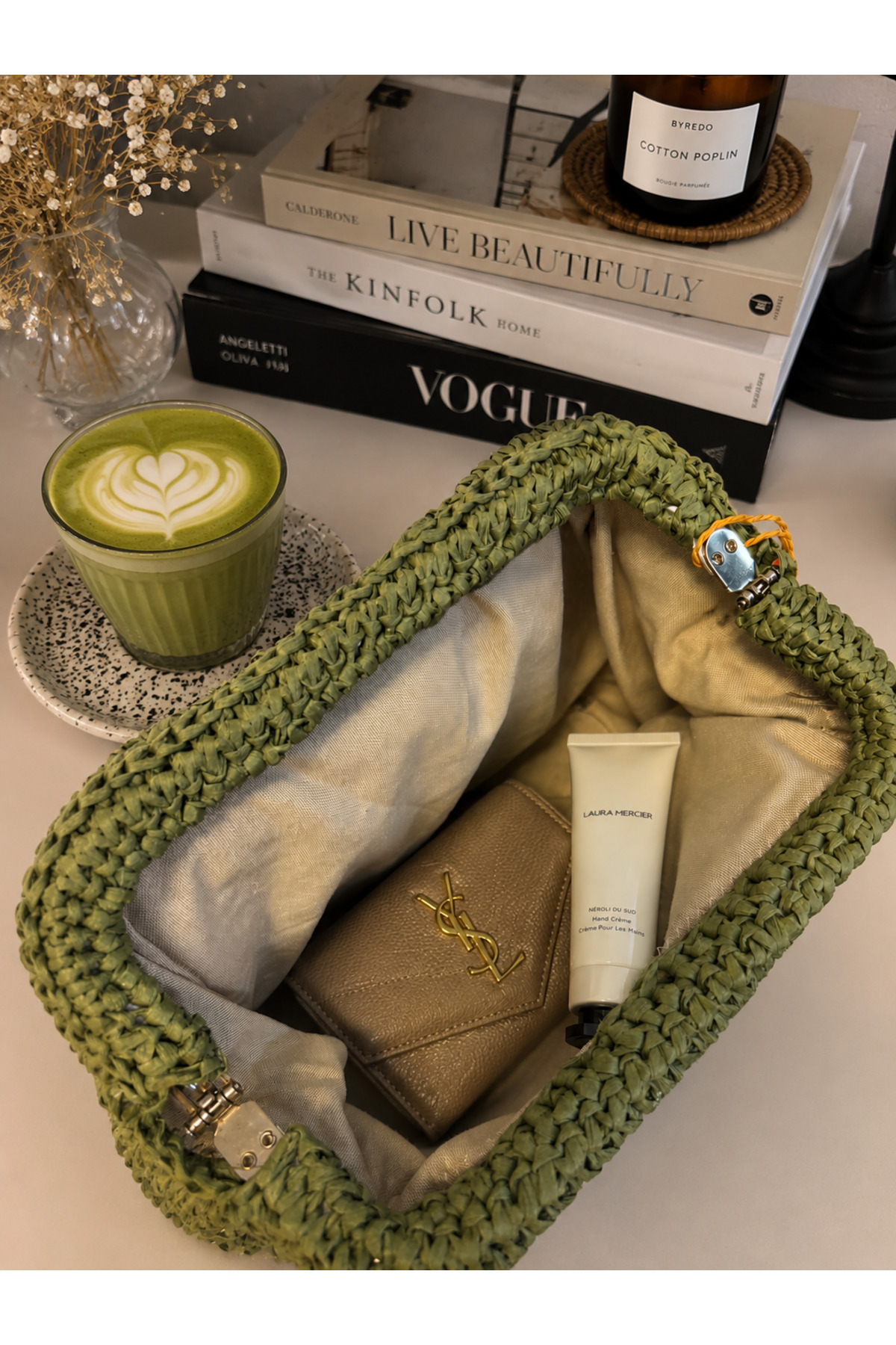 asellya sağlıklı yaşam Örgü Hasır Clutch Yeşil Kadın Çanta 35 x 20