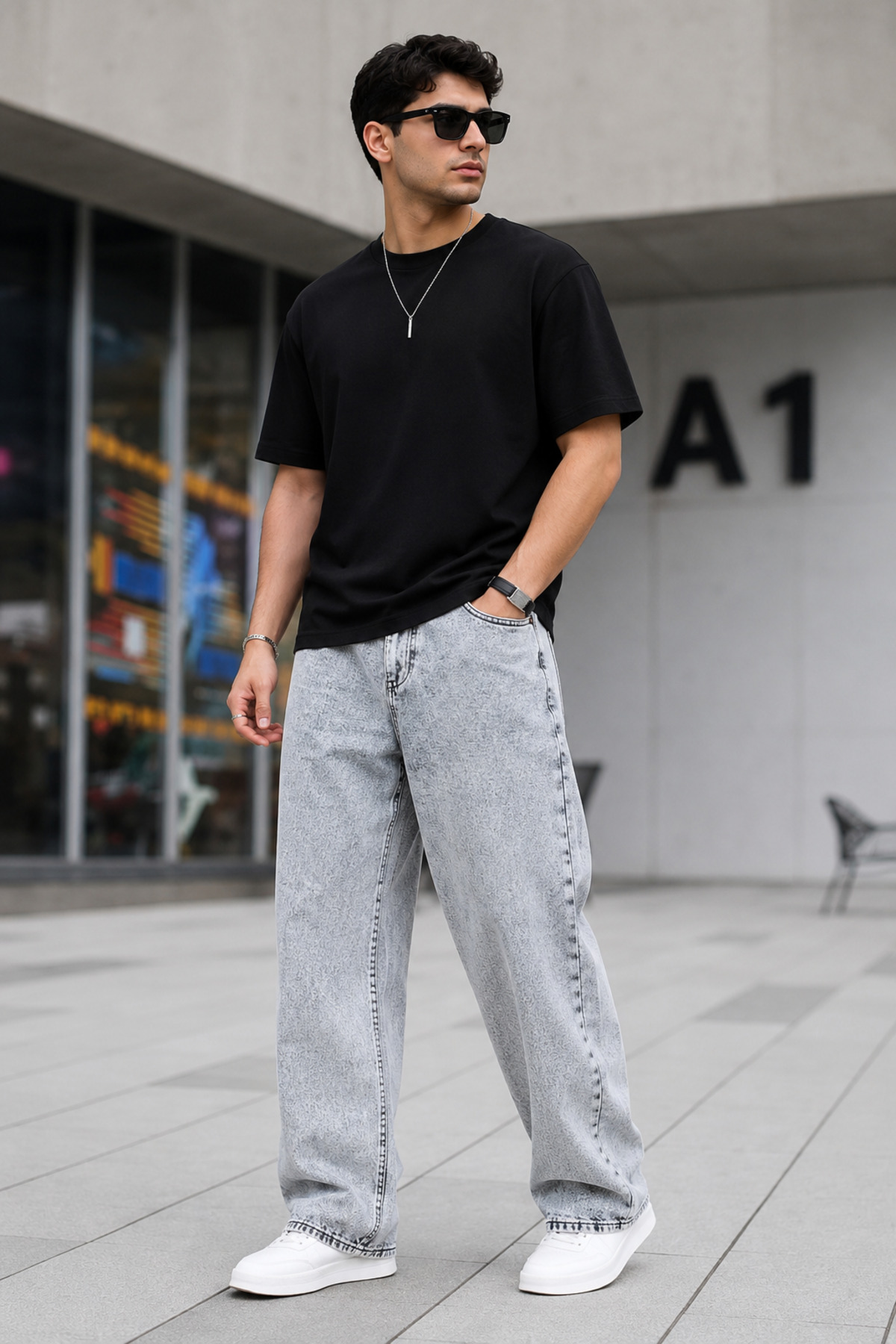 viking's line Gri Rahat Kalıp Baggy Pantolon görsel 4