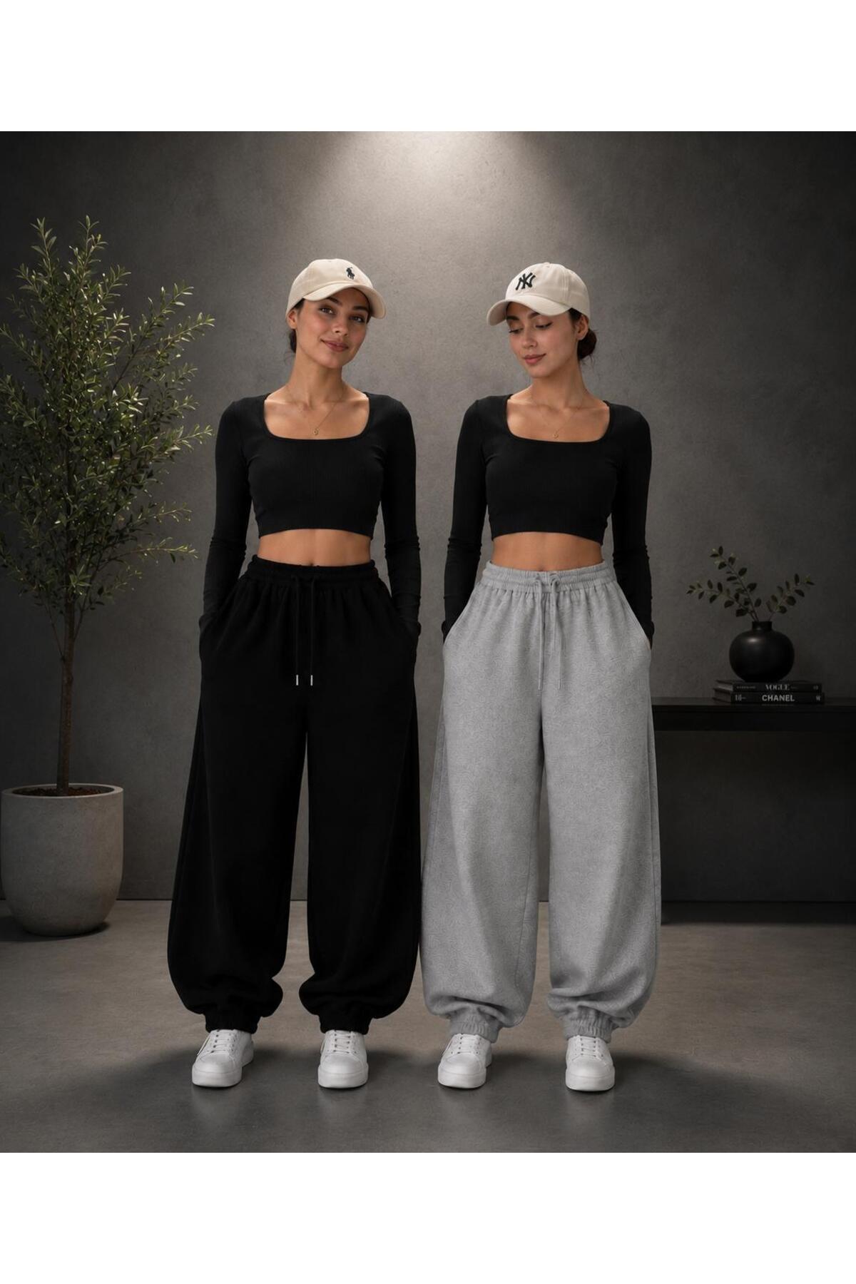 HRM COLLECTİVE PAÇA LASTİK 2 ADET SİYAH VE GRİ GENİŞ KALIP