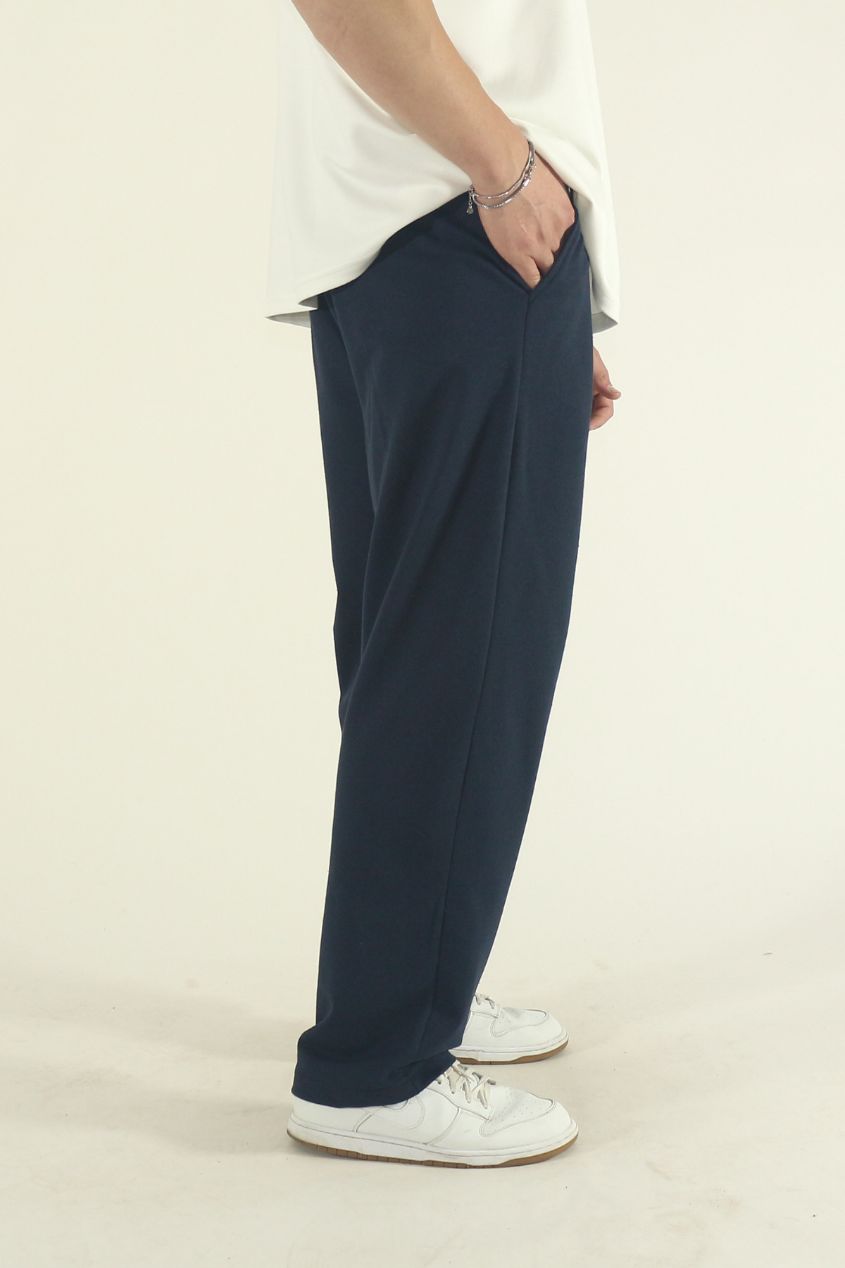 STRAVON Erkek Lacivert Baggy Oversize Relaxed 4 Mevsim Eşofman Altı Bol Paça 2 İplik Tam Kalıp görsel 4