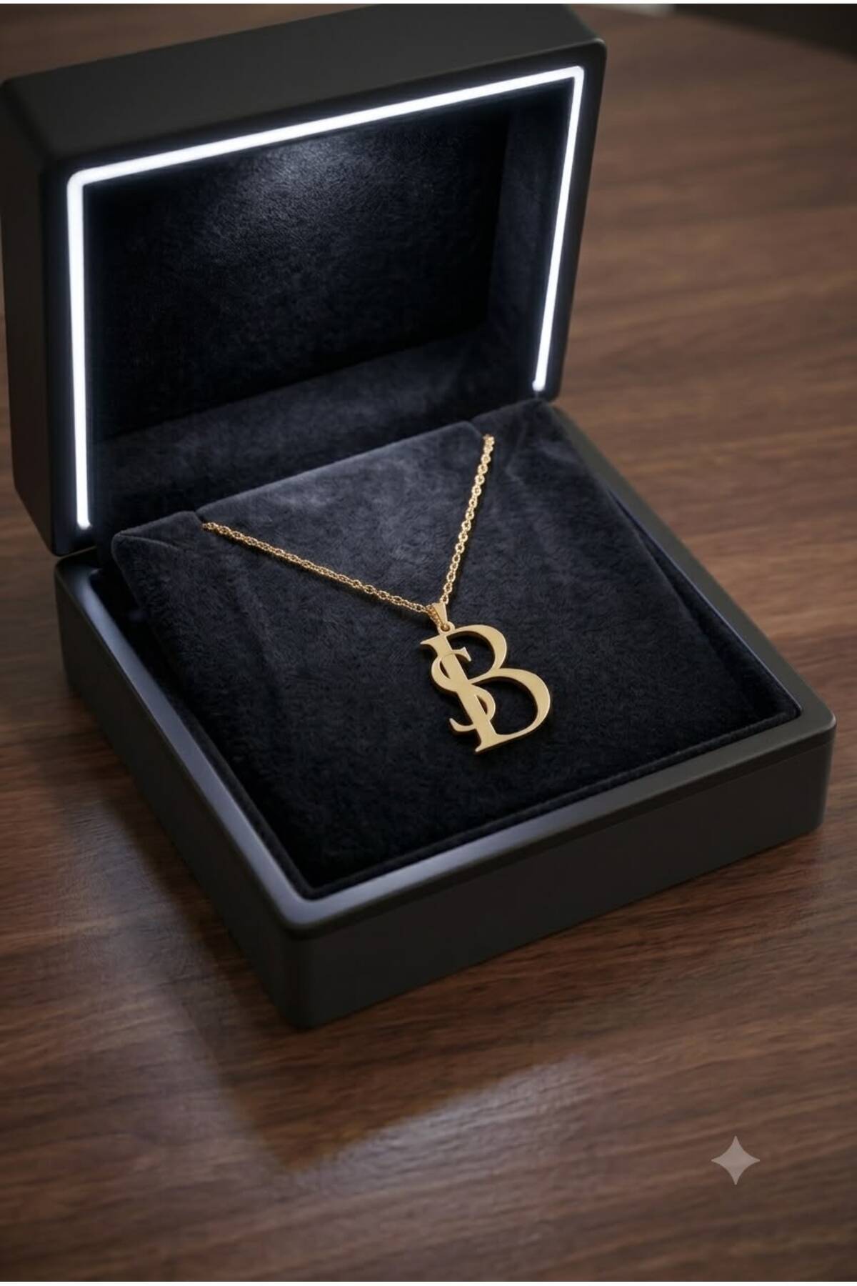 Şimal Silver 925 Ayar Gümüş Gold Kaplama Kişiye Özel İKİ Harfli Monogram Kolye