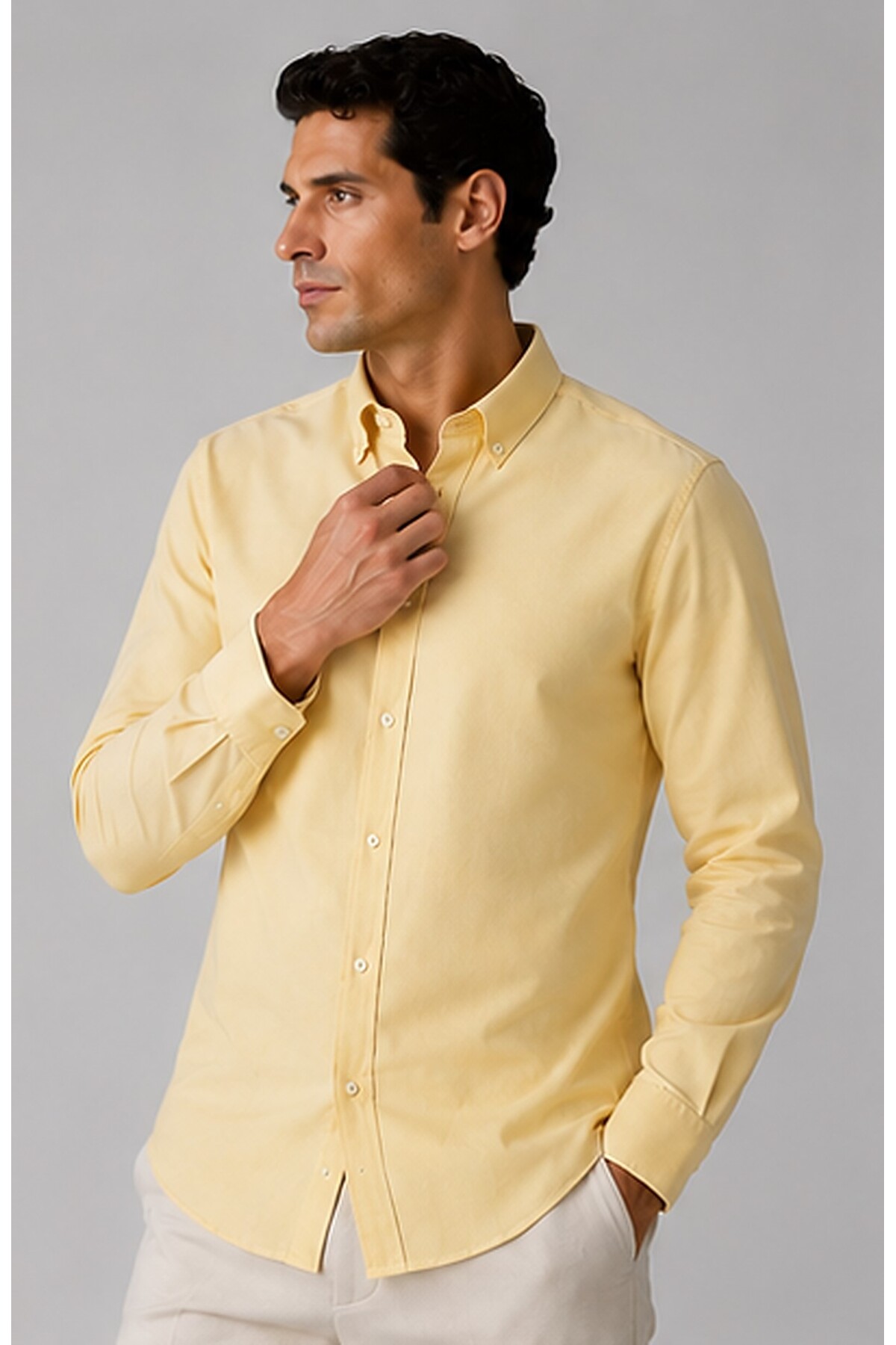 Oxford Kumaş Uzun Kol Regular Fit Erkek Gömlek | MES1210329-1