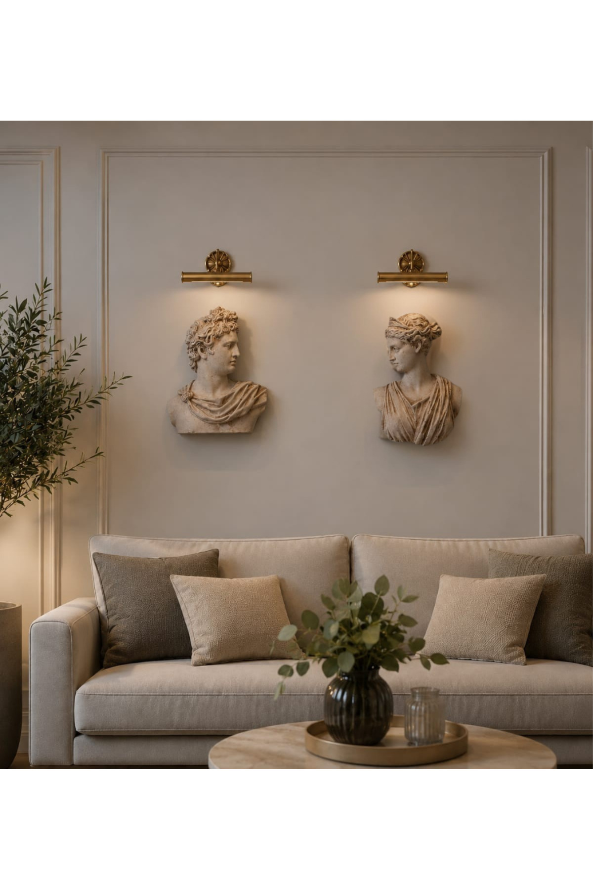 Antique 2-Piece Apollo Diana Wall Bust Wall Sculpture Decorative Hanging Oversized Wall Sculptures Mythological Wall Bust 25cm
