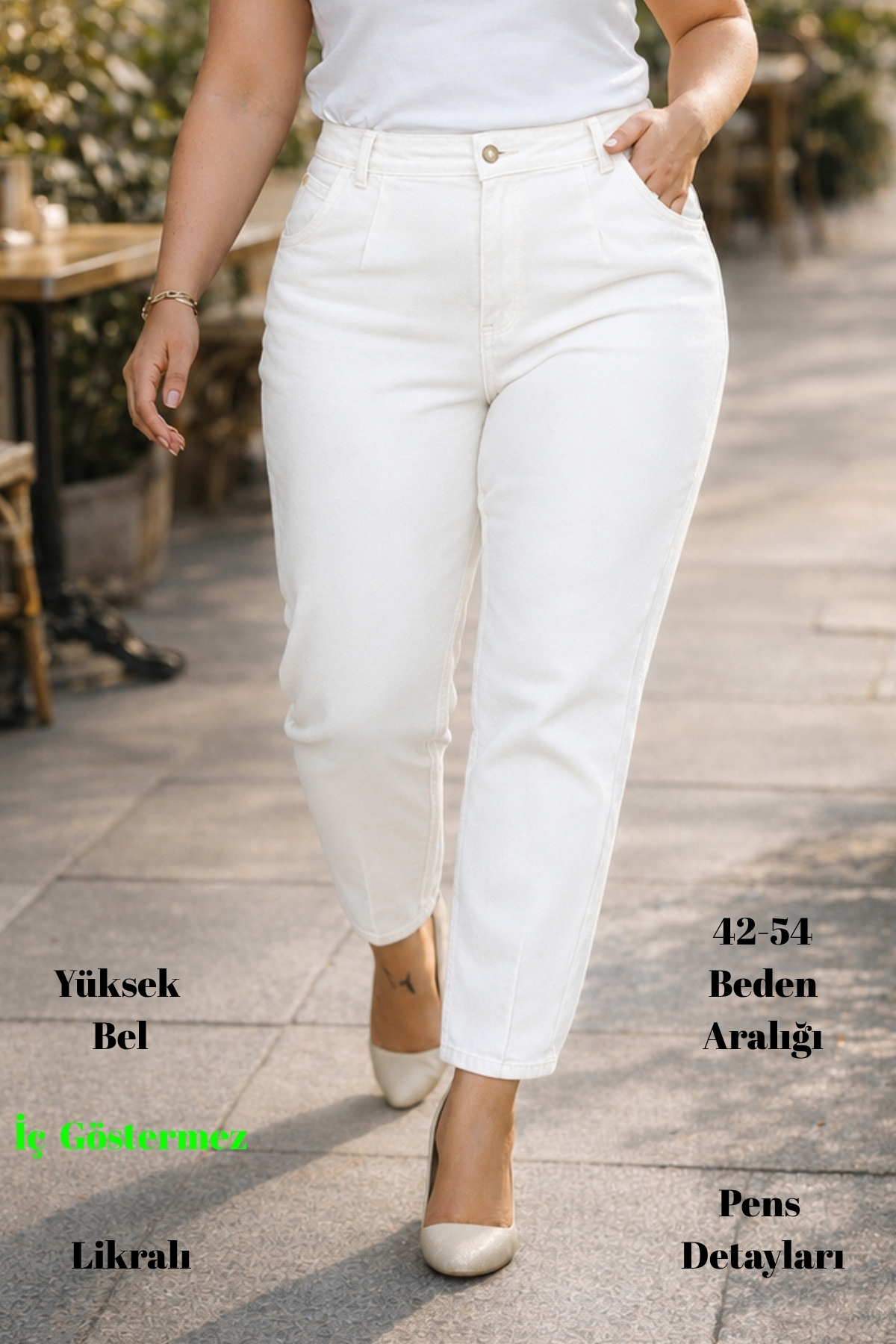 CEDY DENIM Mom Fit Jean Büyük Beden Yüksek Bel Carrot Kesim Dar Paça Pileli Esnek Kot Pantolon C600