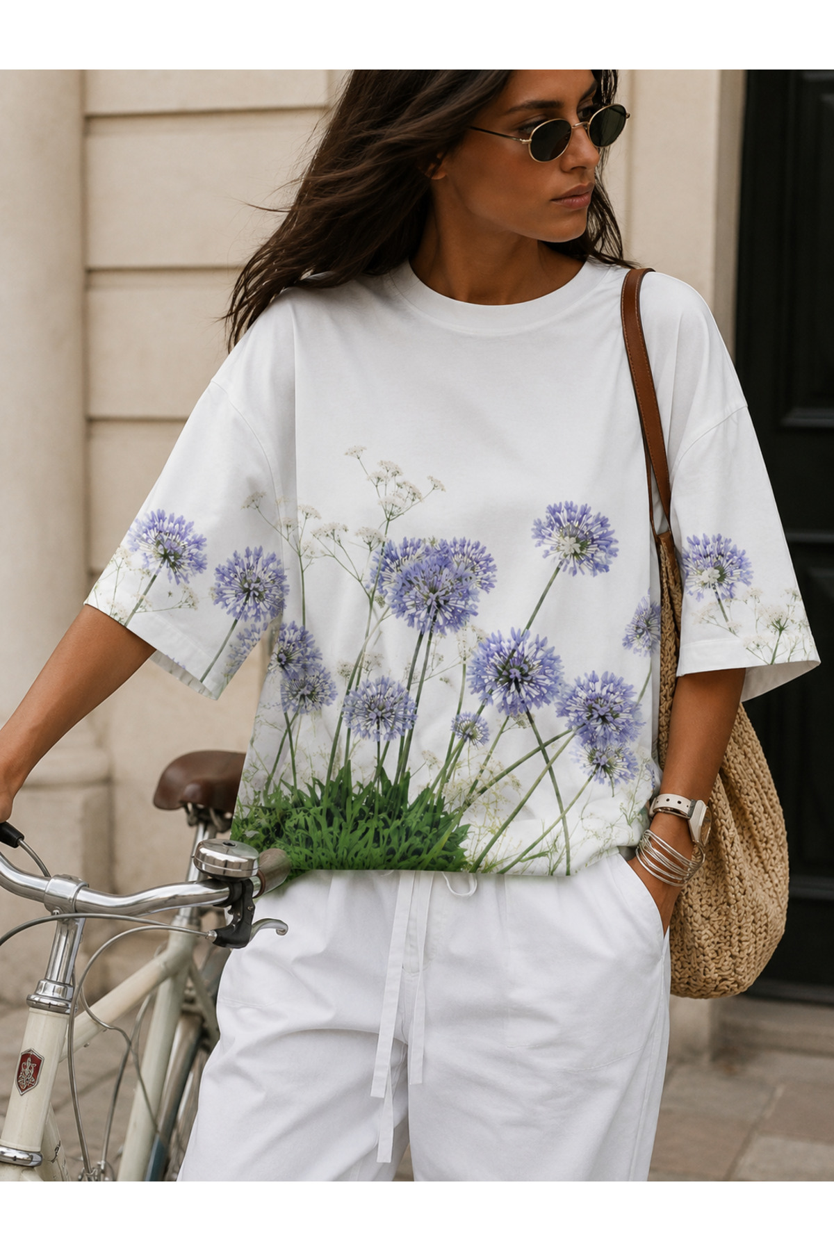Oversize Cut Short Sleeve Printed T-shirt