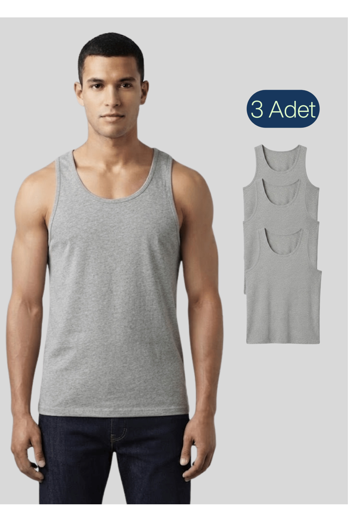 NACAR STORE Erkek 3'Lü Set Kalın Askılı Pamuklu Atlet