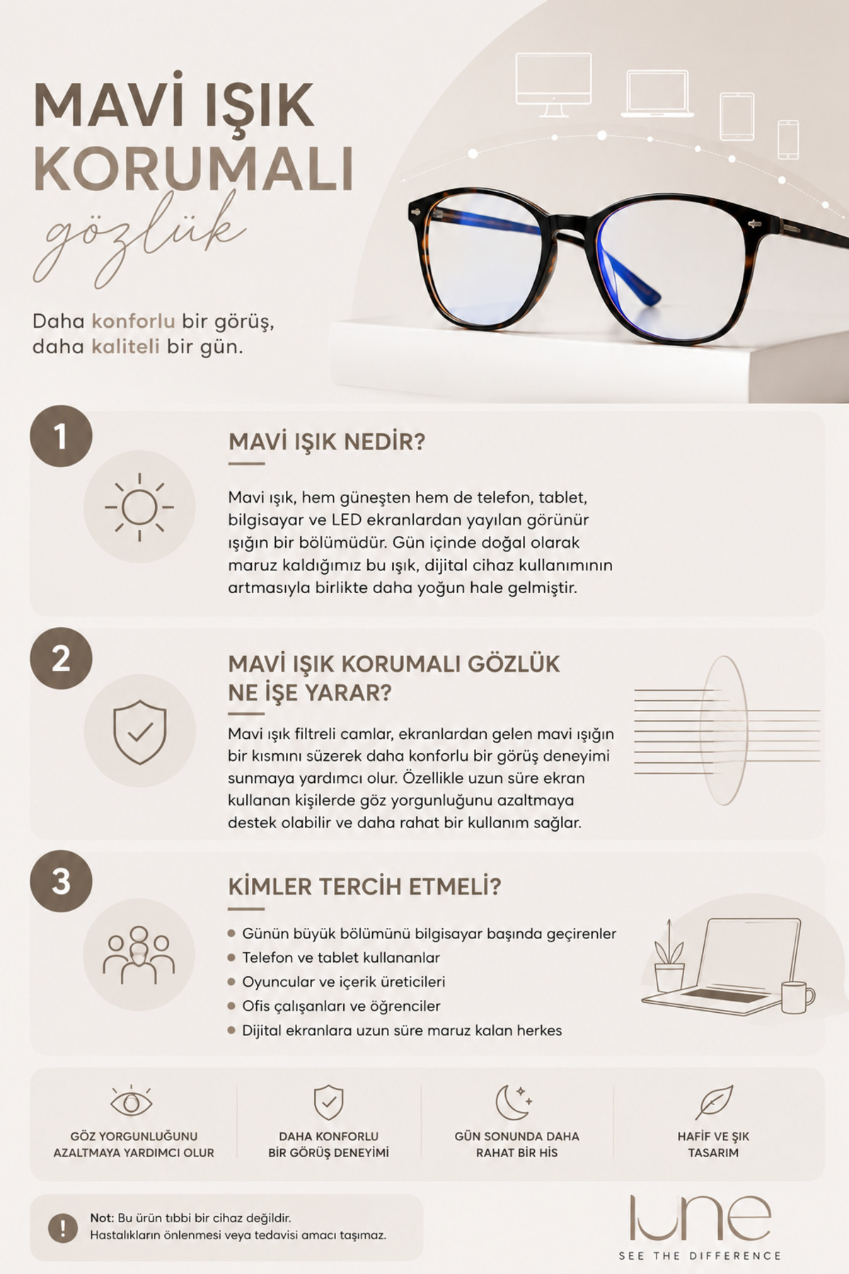 LUNE EYEWEAR CRUSH ARDA JANE MAVİ IŞIK KORUMALI SİYAH GÖZLÜK görsel 6