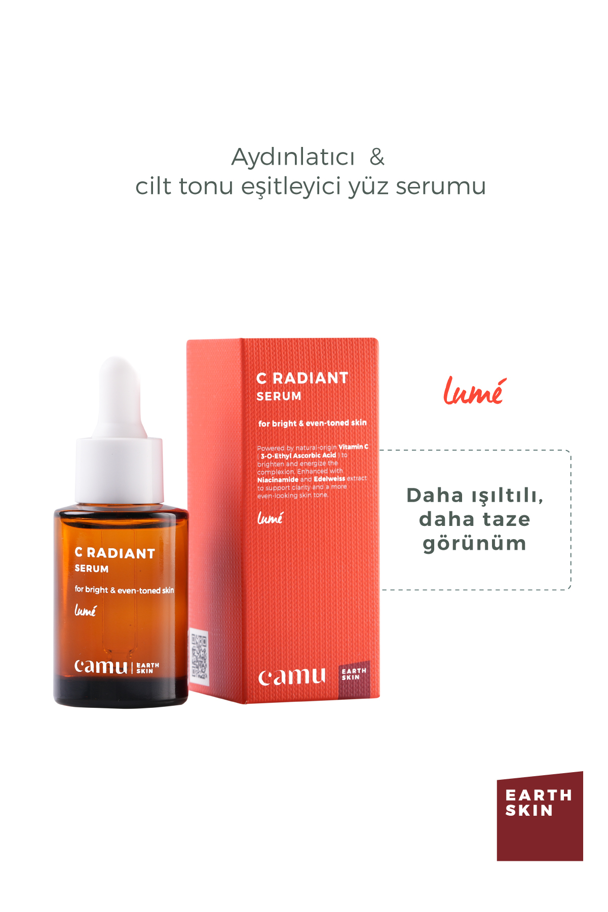C Vitamini Aydınlatıcı Yüz Serumu 30 mL | %2 C Vitamini & %2 Doğal Niasinamidli Canlandırıcı Leke Karşıtı Parlatıcı & Ton Eşitleyici Işıltı Serumu | C Radiant Serum — camu004 — تصویر 4 از 7