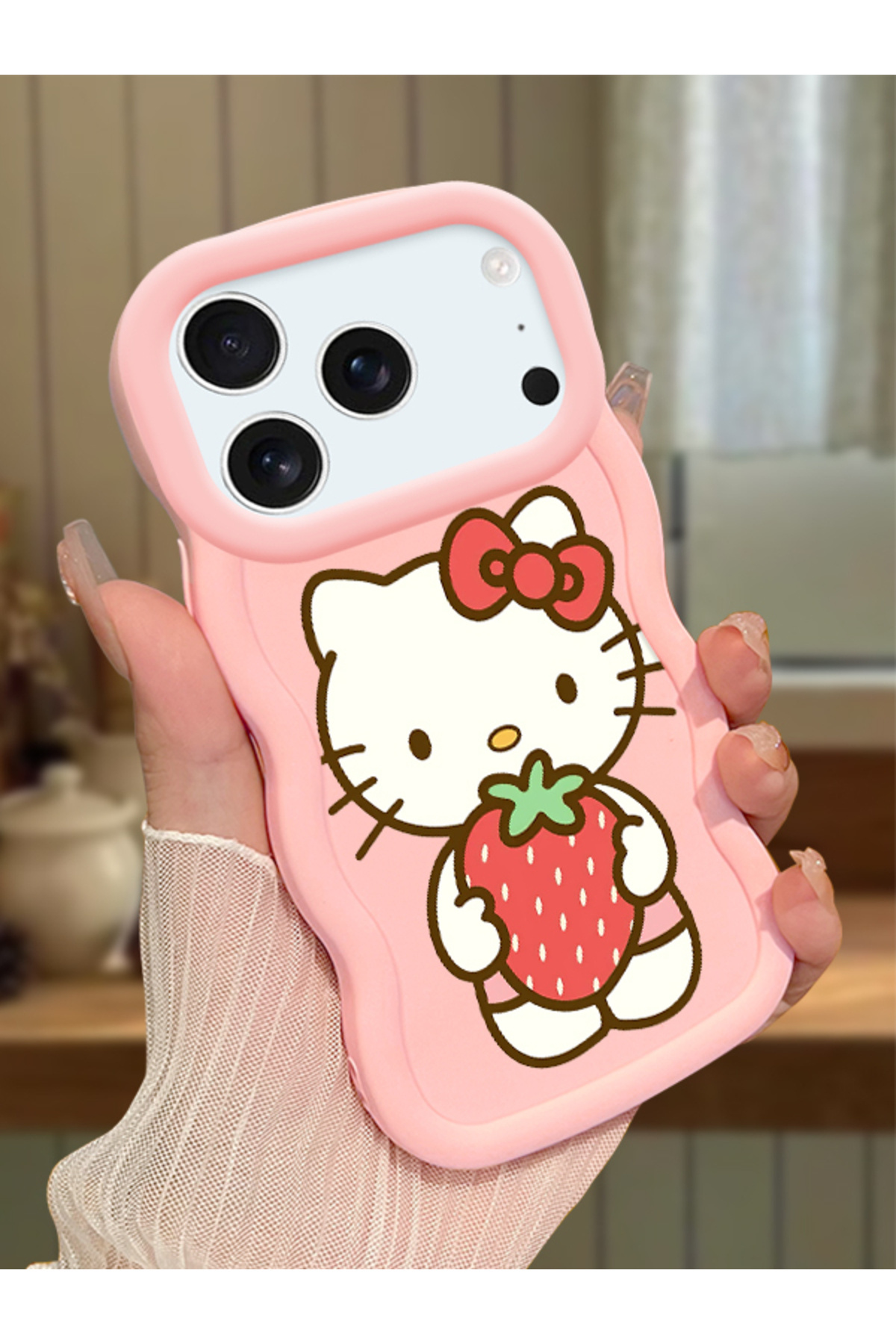 iPhone 17 Pro Max Compatible Case Camera Protector Pink Silicone Couple Phone Case Kitty Pattern