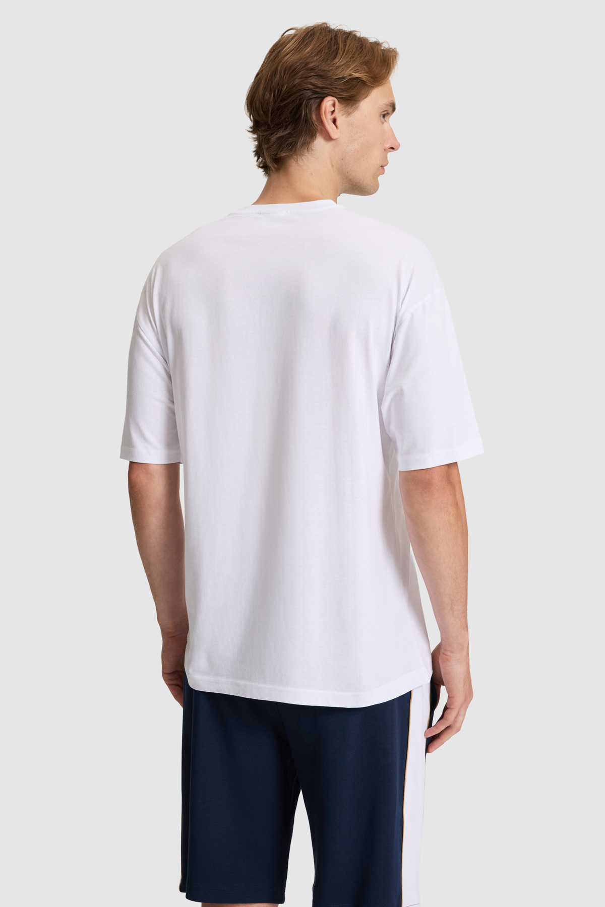 Erkek Beyaz Comfort Fit Bisiklet Yaka Tişört 50326949-VR013 5