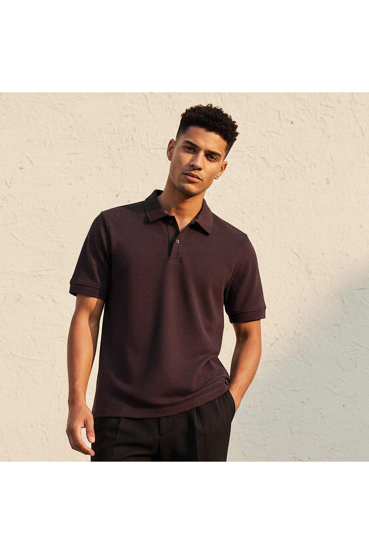 FAV Men Short Sleeves Textured Polo T-shirt