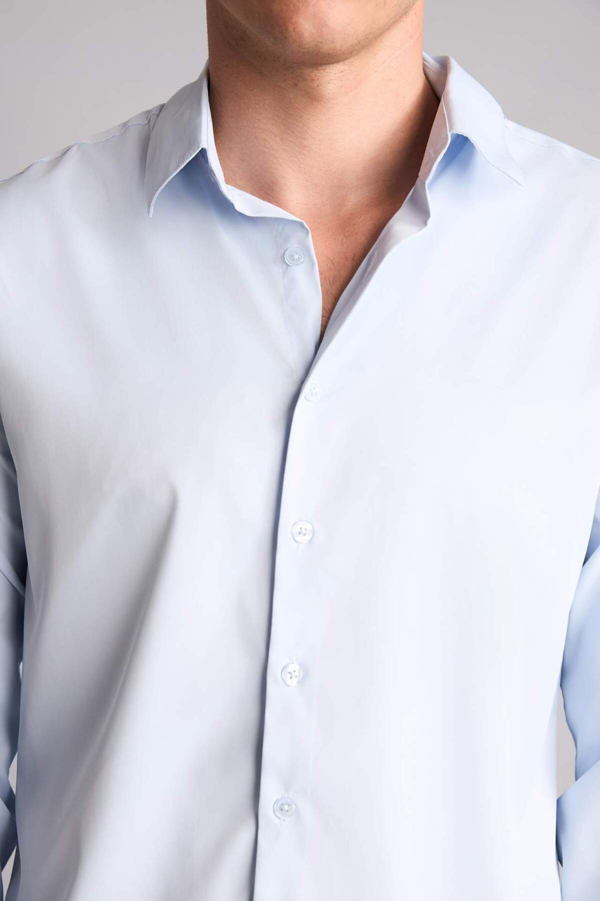 Modern Fit Uzun Kollu Gömlek H8114AX26SM — آبی — تصویر 4 از 7