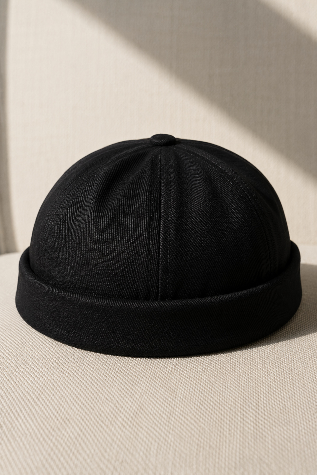 CosmoOutlet Erkek Siyah Docker Şapka Ayarlanabilir Unisex Kısa Bere Balıkçı Sailor Cap Premium Pamuklu