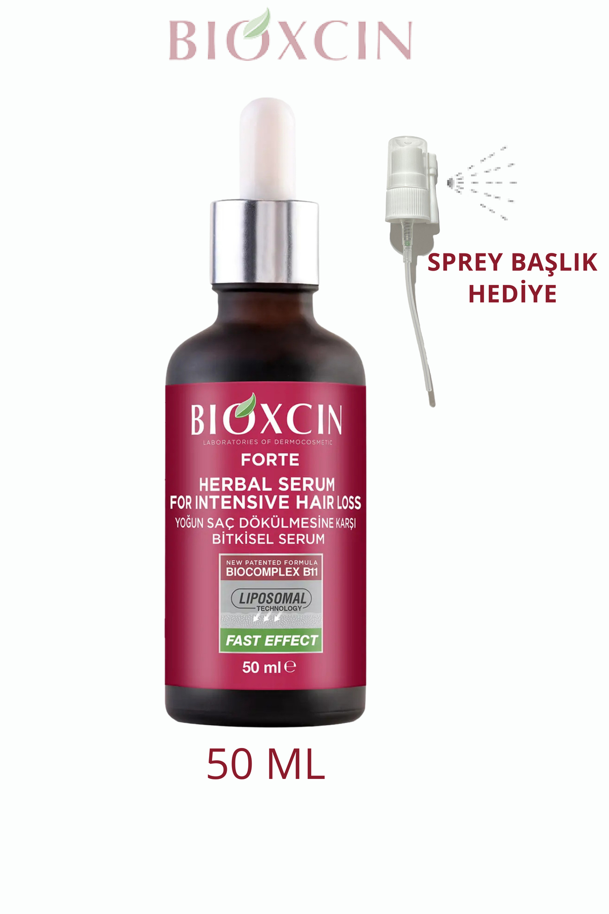 Bioxcin Forte Yoğun Saç Dökülmesi Karşıtı Saç Serumu 50 ML + Sprey Başlık HEDİYE — DLNY-Forteserum50mlspreybaşlıklı