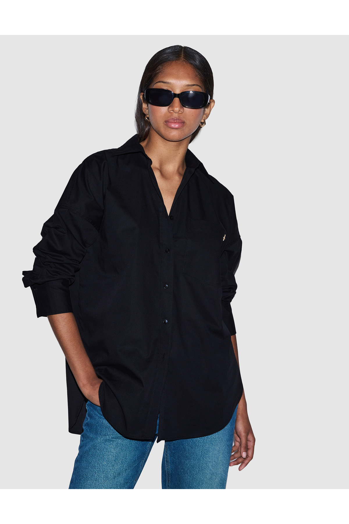 Pierre Cardin Siyah Oversize Uzun Kollu Gömlek 50328628-VR046