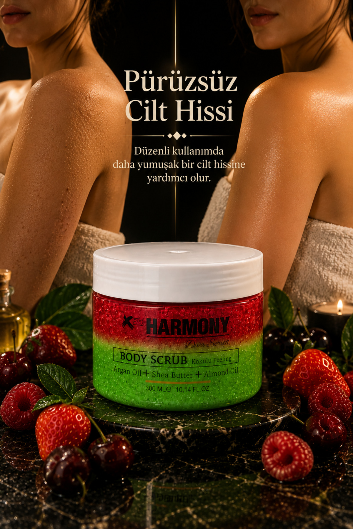 Forest Fruit Body Scrub 300 ml | Shea Butter + Argan Oil + Almond Oil İçeren Vücut Peelingi — PH-BS-FF-300 — تصویر 4 از 8