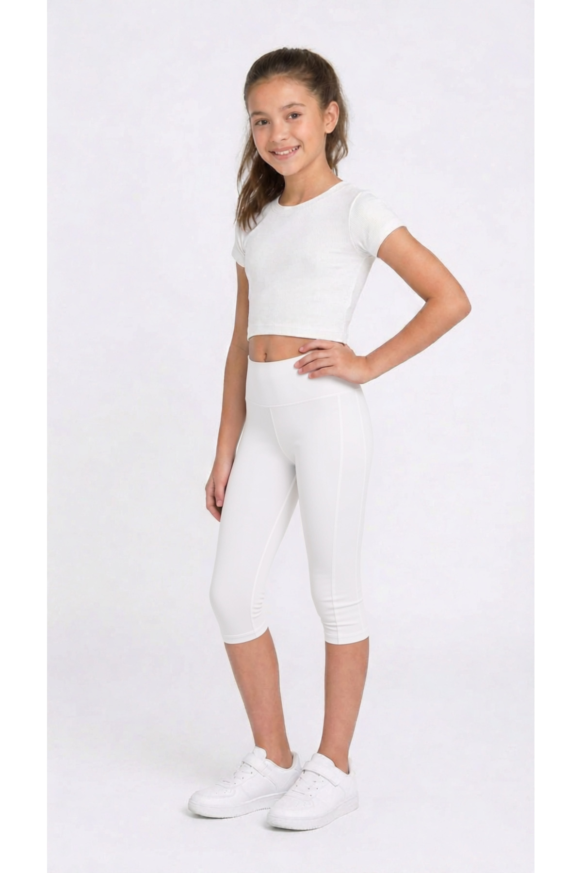 BUTİK1AVM Girl's Below Knee Capri Leggings 1 Piece/Pastel Colors Cotton for Dress and Bottoms