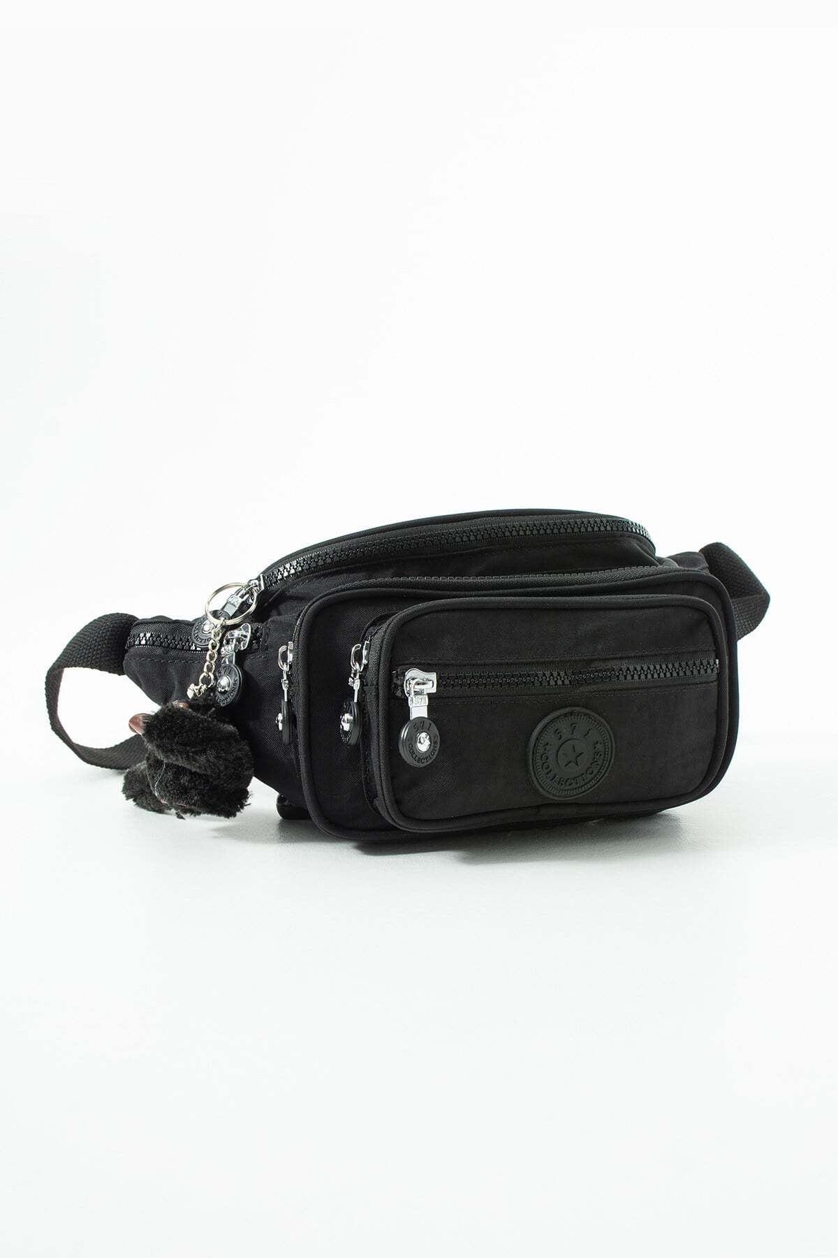 NEMO BAGS Unisex Siyah Bel Çantası, Body Bag Askılı Freebag, Su Geçirmez Çapraz Çanta Crinkıl Kumaş, 32x17cm görsel 3
