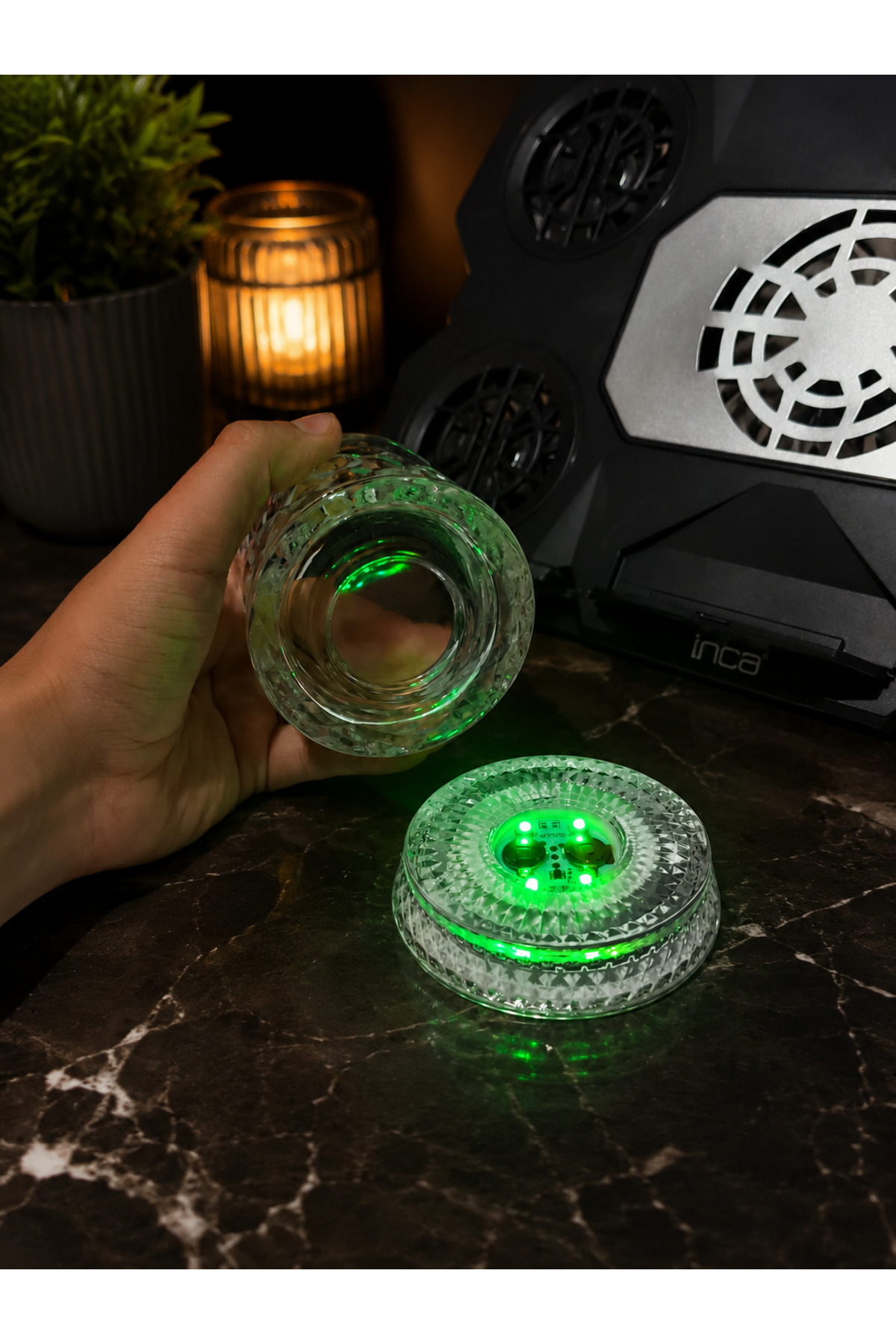 BARUTSTORE 6’lı Set BRT 360° Dönen Viski Bardağı ve RGB LED Işıklı ...